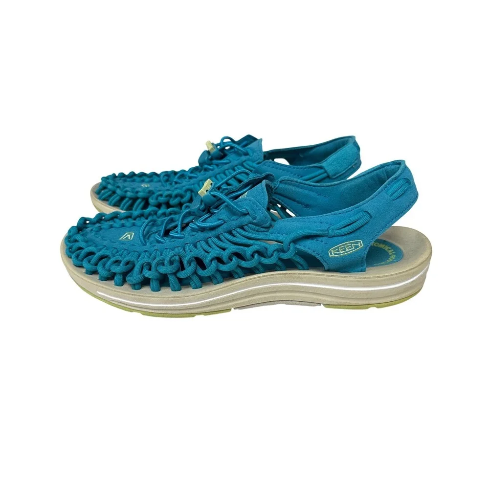 KEEN Uneek Sandals Women Size 9 Blue Green Braided Cord Outdoor Hiking Footwear